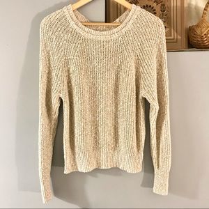 Free People Linen Cream Knit Sweater Small